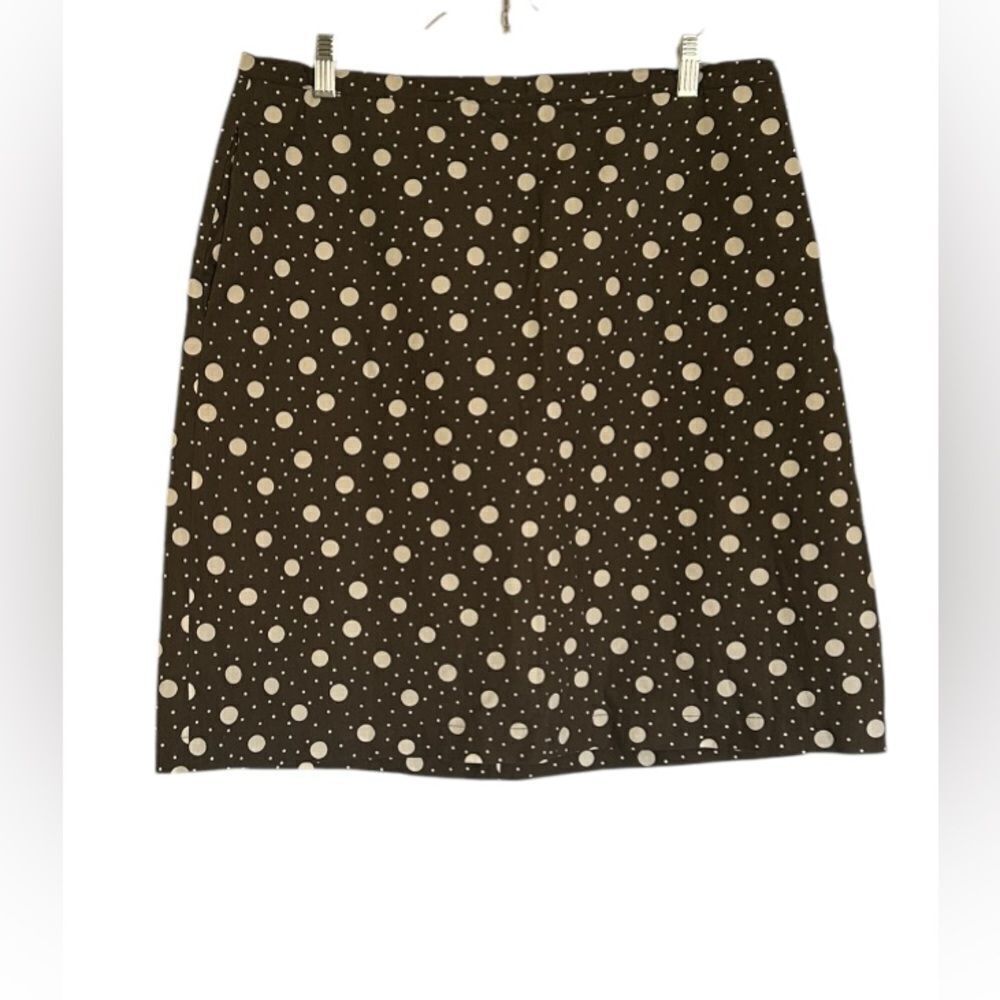 Boden A-Line Mini Skirt Size 12 Brown Lined Cotton Polkadot